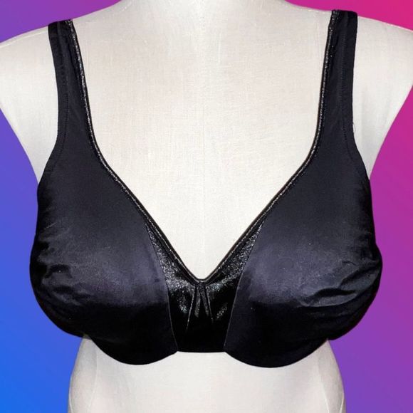 Plus Size Black Lace Olga Non Molded Cup Bra Size 42D - Picture 1 of 5